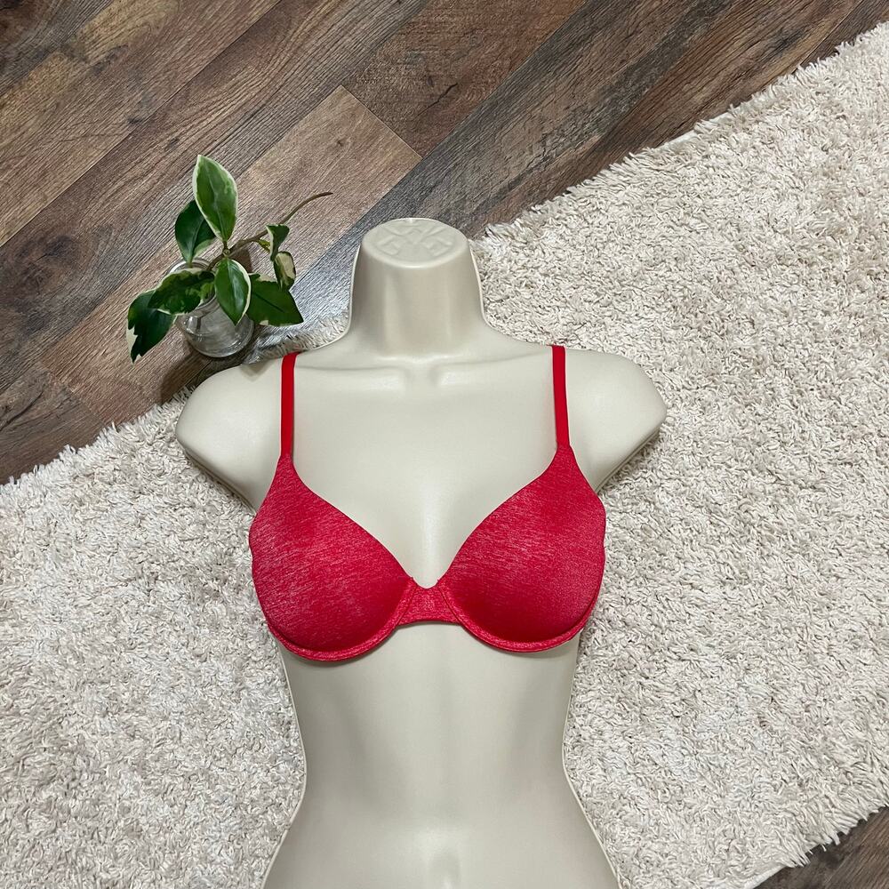 Victoria's Secret Size 32B Red Heather Uplift Semi Demi Padded Underwire Bra